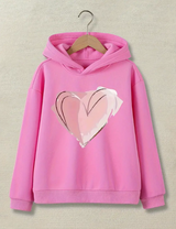 Sweetheart Print Big Girls Casual Hoodie