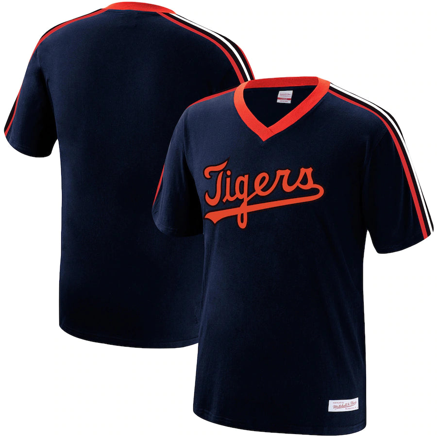 Detroit Tigers Mitchell & Ness Overtime Win V-Neck T-Shirt - Navy