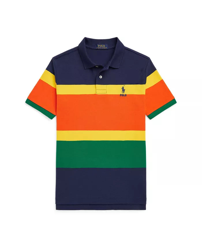 Polo Big Boys Striped Cotton Mesh Polo Shirt