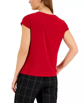 Women's Kasper Cowl-Neck Short-Sleeve Top