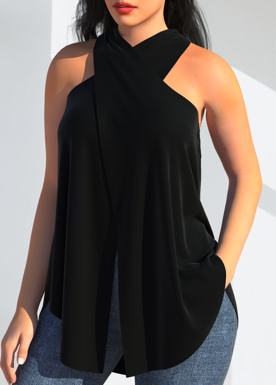 Halter Cross Front Tank Top