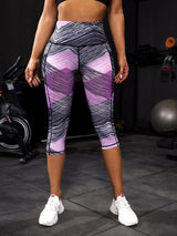 Color-block Stripe Sports Leggings & Phone Pocket